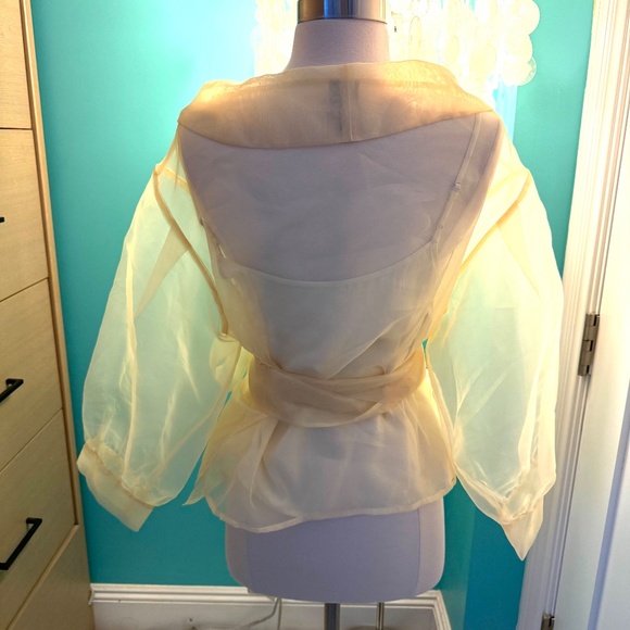 BAUM UND PFERDGARTEN Dance Milou Tulle Wrap Organza Blouse In Custard Yellow 34 - Picture 4 of 6